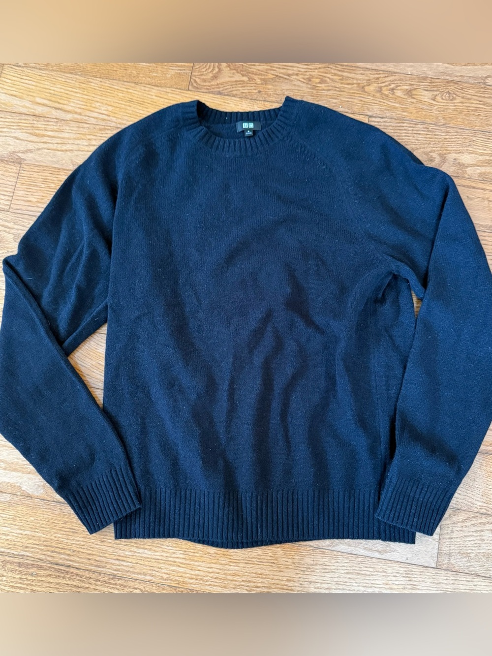 Uniqlo Premium Lambswool Crewneck Sweater Black 100% Wool Size M